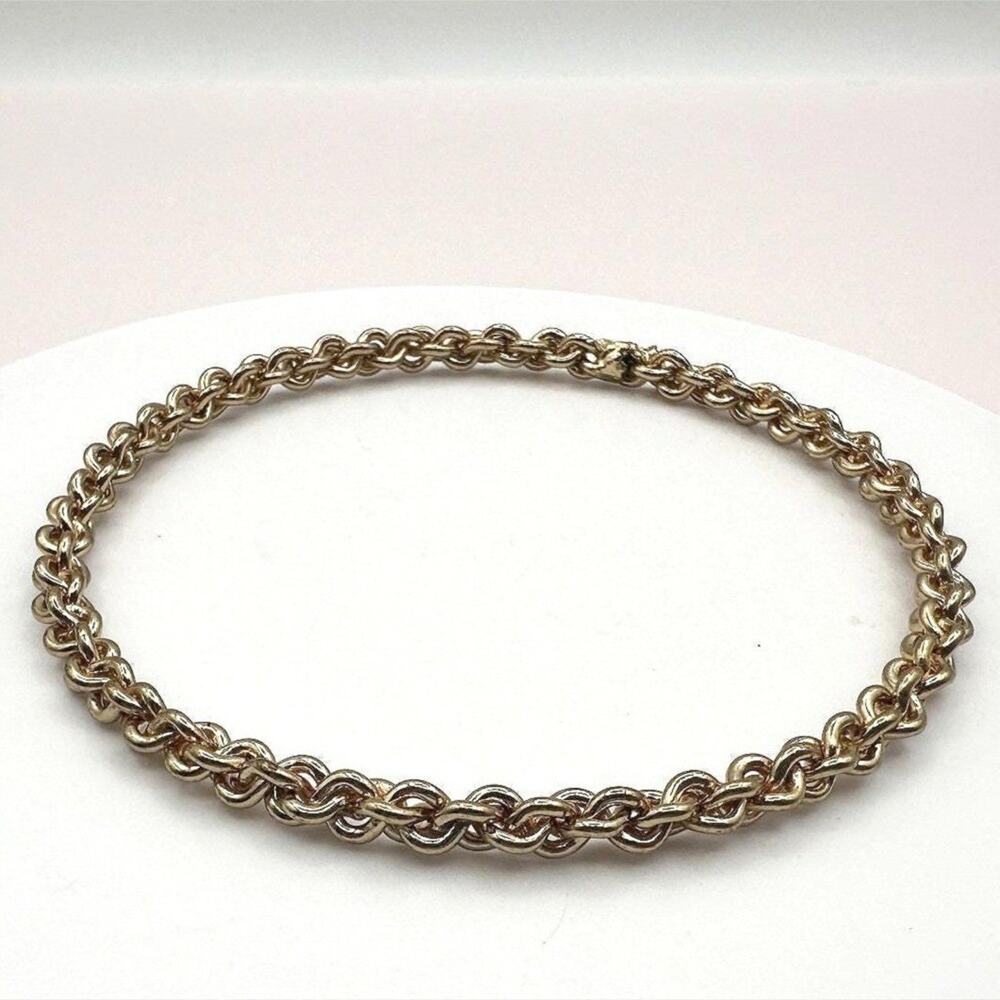 Vintage 90s Gold Tone Double Link Rope Chain Bracelet Women's Classic Jewelry